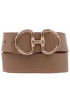 Metal Ring Buckle Faux Leather Belt Taupe