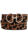 Metal Ring Buckle Faux Leather Belt Leopard