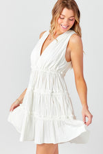  Sleeveless Tiered Mini Dress White