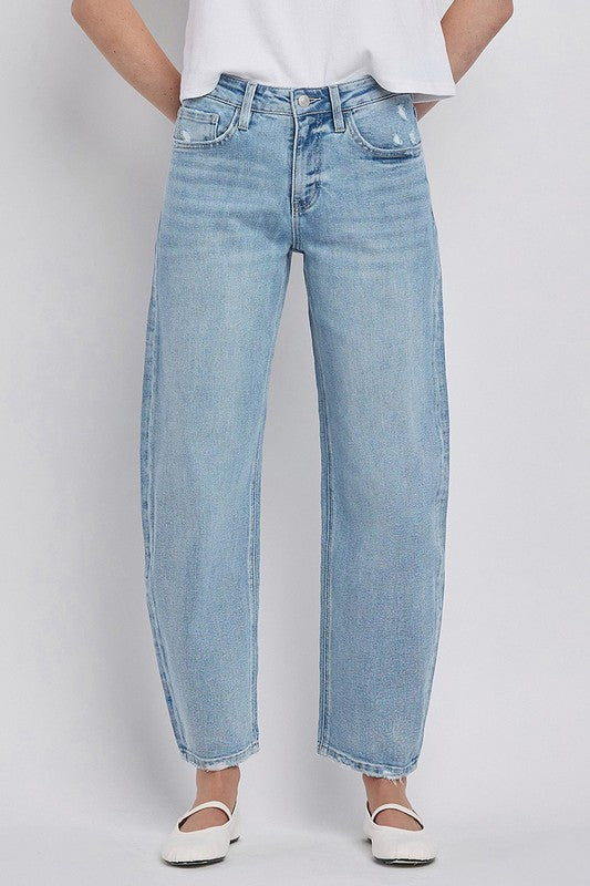 High Rise Cropped Wide Leg Jeans Light Wash