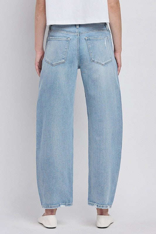 High Rise Cropped Wide Leg Jeans Light Wash