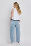 High Rise Cropped Wide Leg Jeans Light Wash