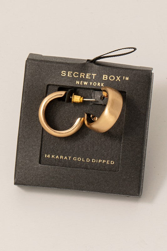 Small Beveled Gold Dipped Hoop Earrings