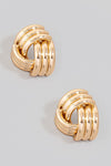 Small Metallic Knotted Gold Dipped Stud Earrings