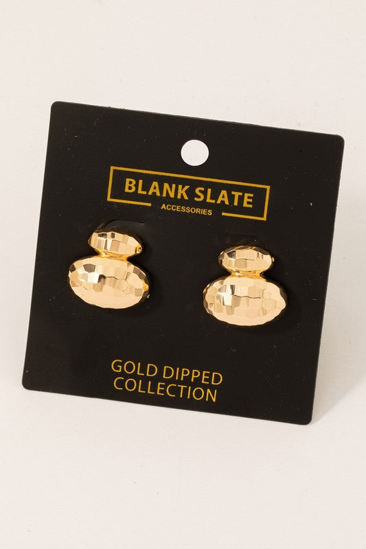 Disco Oval Gold Dipped Stud Earrings