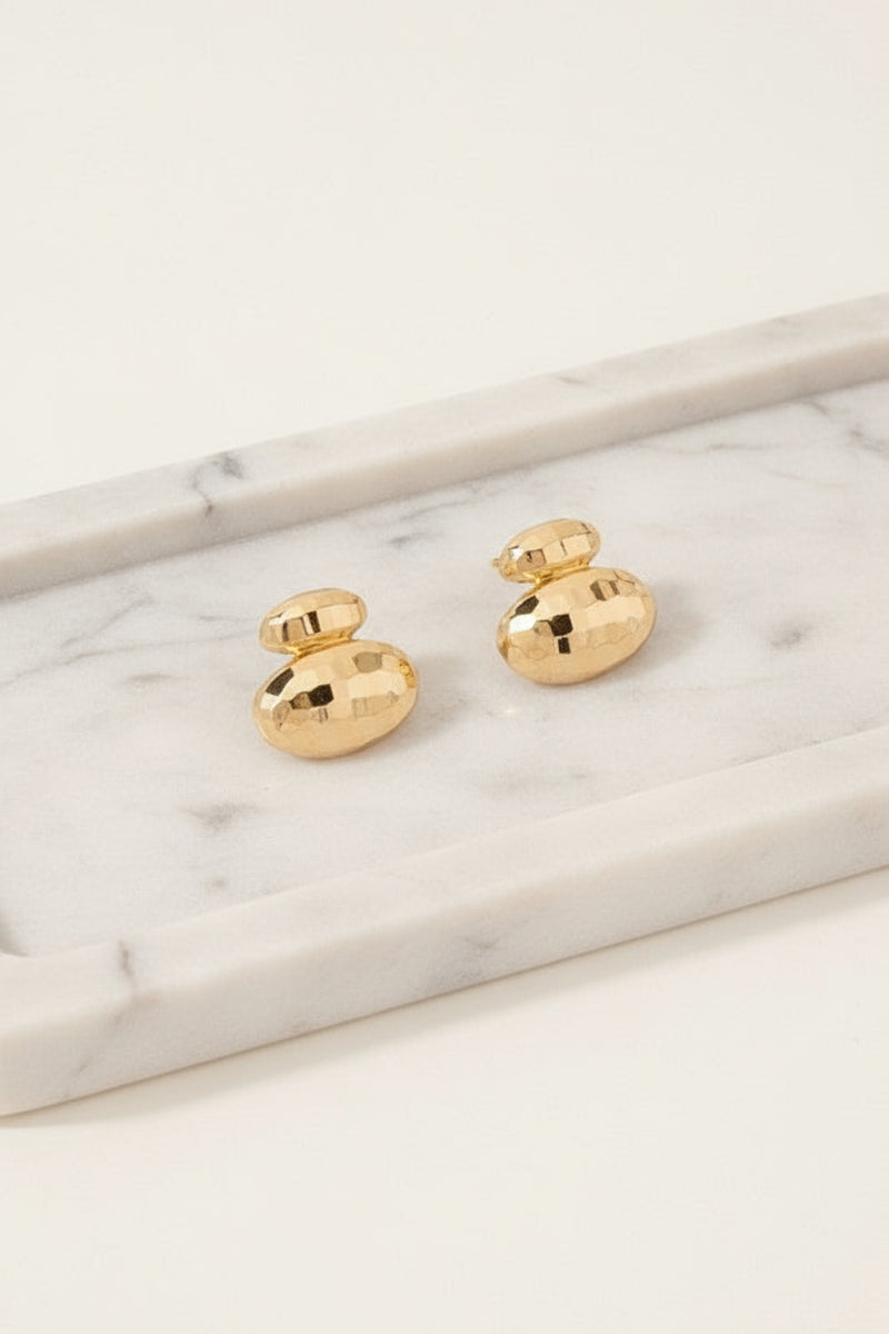 Disco Oval Gold Dipped Stud Earrings