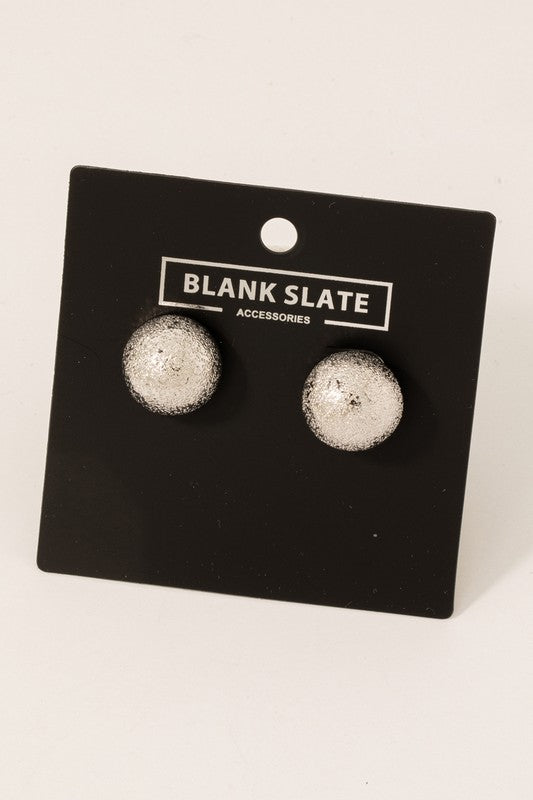 Rough Texture Gold Dipped Circle Stud Earrings Silver