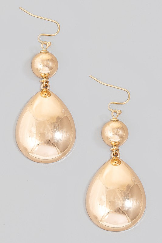 Metallic Sphere Dangle Drop Earrings Gold