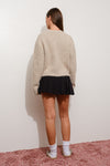 Michelle Long Sleeve Satin Bow Tie Knit Cardigan Taupe