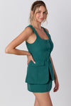 Sleeveless Button Down Mini Dress Green
