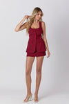 Sleeveless Button Down Mini Dress Burgundy