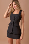 Sleeveless Button Down Mini Dress Black