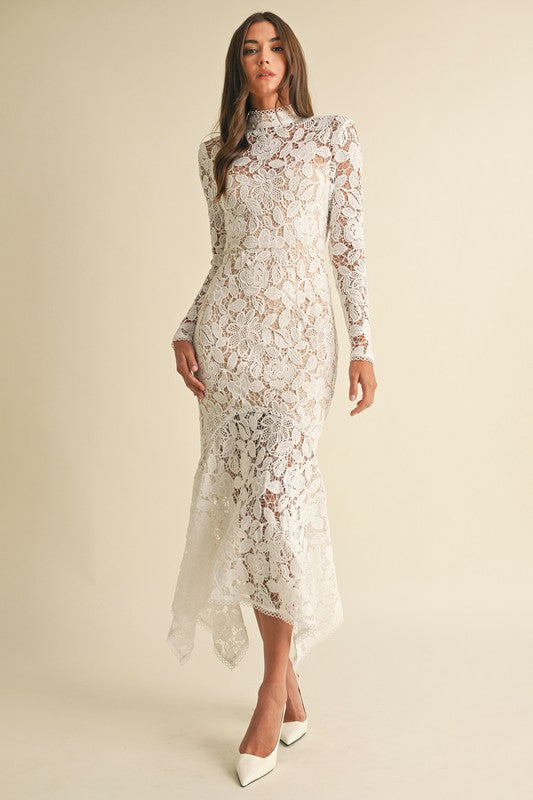 white lace high low top