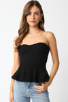 Joni Sleeveless Ribbed Knit Peplum Top Black
