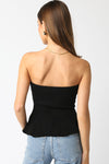 Joni Sleeveless Ribbed Knit Peplum Top Black