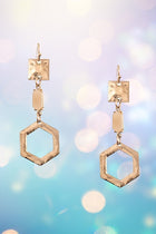 Tiered Hammered Geometric Drop Earrings Gold