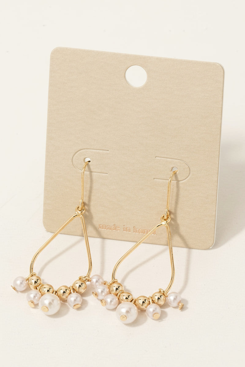 Metallic Beaded Dangle Drop Earrings Gold