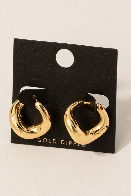 Warped Hinge Gold Dipped Hoop Earrings
