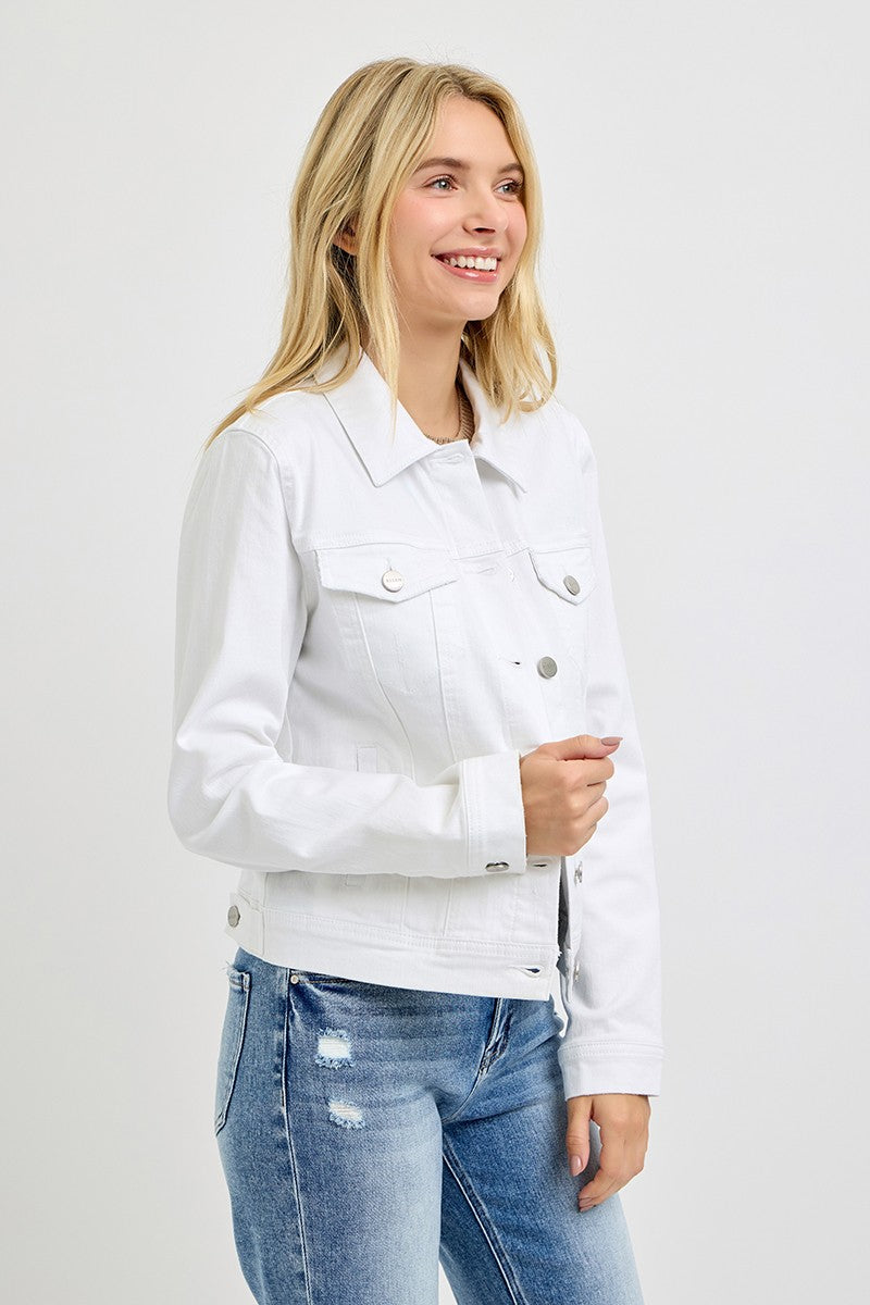 Long Sleeve Denim Jacket White
