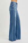 High Rise Tummy Control Wide Leg Jeans Medium Wash