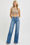 High Rise Tummy Control Wide Leg Jeans Medium Wash