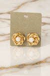 Iridescent Gem Knot Stud Earrings Gold