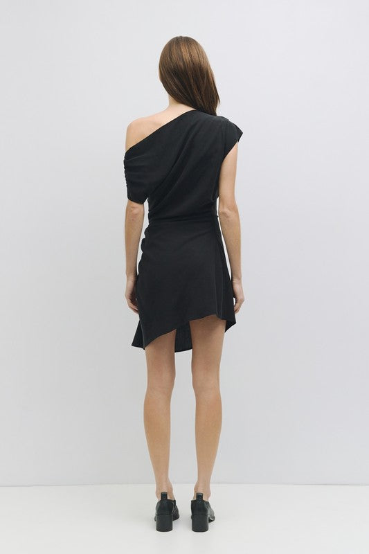 Sleeveless Off The Shoulder Mini Dress Black