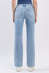 High Rise Distressed Straight Leg Jeans Light Wash