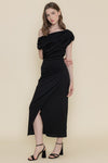 Short Sleeve Off The Shoulder Maxi Dress Black