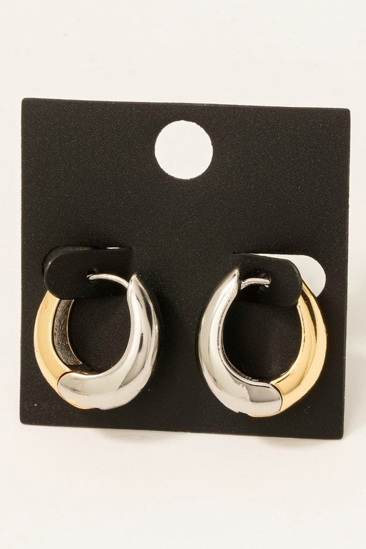 Two Tone Hinge Gold Dipped Hoop Earrings