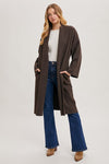 Long Sleeve Open Front Knit Cardigan Mocha