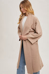 Long Sleeve Open Front Knit Cardigan Taupe