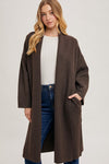 Long Sleeve Open Front Knit Cardigan Mocha