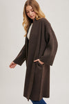 Long Sleeve Open Front Knit Cardigan Mocha