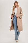 Long Sleeve Open Front Knit Cardigan Taupe