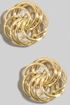 Intricate Hoop Link Stud Earrings Gold