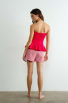 Joni Sleeveless Ribbed Knit Peplum Top Red