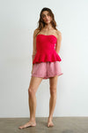 Joni Sleeveless Ribbed Knit Peplum Top Red