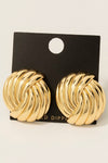 Knot Disc Gold Dipped Stud Earrings