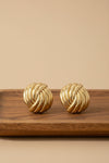 Knot Disc Gold Dipped Stud Earrings