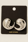 Spiral Metallic Tear Stud Earring Silver
