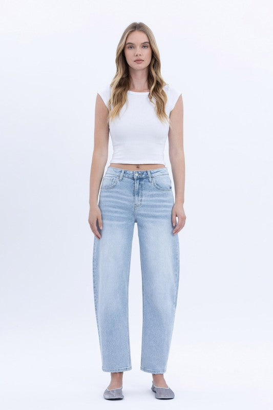 Noah High Rise Cropped Wide Leg Jeans Light Wash