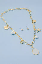 Chunky Chain Multi Faux Pearl And Nautical Charm Necklace Gold