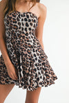 Sleeveless Leopard Print Mini Dress Brown