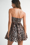 Sleeveless Leopard Print Mini Dress Brown