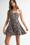 Sleeveless Leopard Print Mini Dress Brown