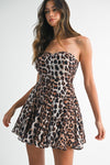 Sleeveless Leopard Print Mini Dress Brown