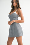 Sleeveless Contrast Gingham Print Mini Dress Black