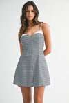 Sleeveless Contrast Gingham Print Mini Dress Black