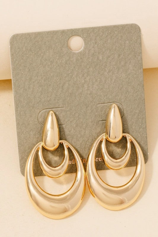 Mischa Double Hoop Drop Earrings Gold